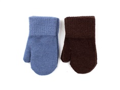 CeLaVi mittens knit china blue/brown wool/nylon (2-pack)